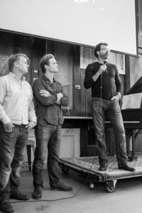 Scott Plank and others speaking on stage at The Hall SF.